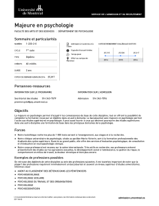 Majeure en psychologie - Université de Montréal