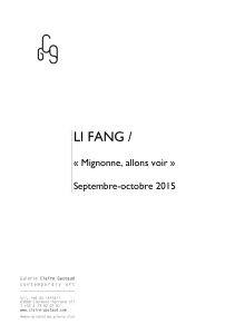 LI FANG - Galerie Claire Gastaud