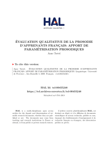 Evaluation qualitative de la prosodie d`apprenants - Hal-SHS