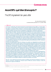 Accord SPS : quel bilan 10 ans après ?(1) The SPS Agreement ten