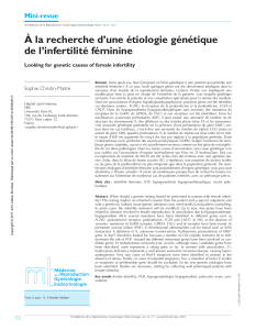À la recherche dPune étiologie génétique de lPinfertilité féminine