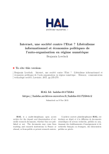 Internet, une société contre l`Etat ? Libéralisme informationnel et
