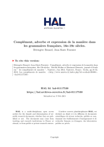 Complément, adverbe et expression de la manière dans - Hal-SHS