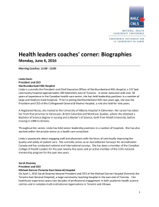 Health leaders coaches` corner: Biographies