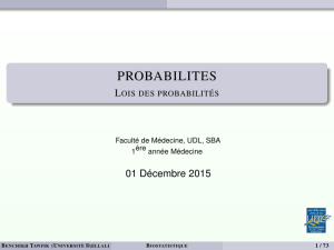 PROBABILITES - Lois des probabilités