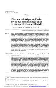 Pharmacocinétique de l\`iode : revue des connaissances utiles en