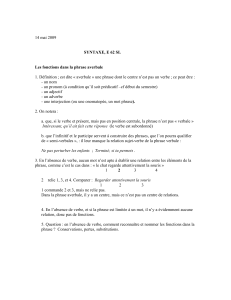 Les fonctions dans la phrase averbale