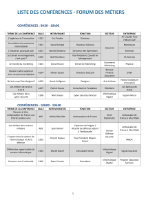 liste des conférences - forum des métiers