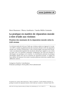 La pratique en matière de réparation morale à titre d`aide aux victimes