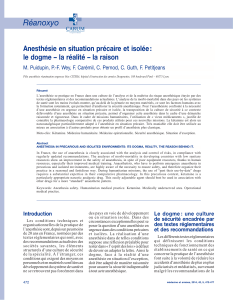 14 Puidupin M. Anesthesie situation precaire isolee. Dogme realite