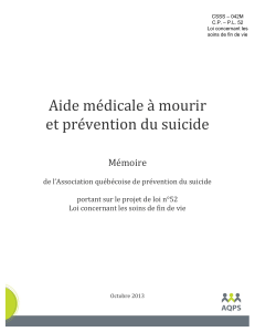 Aide médicale à mourir et prévention du suicide