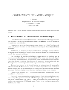 complements de mathematiques - Les Mathématiques à l`université