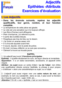 Adjectifs Epithètes -Attributs Exercices d`évaluation