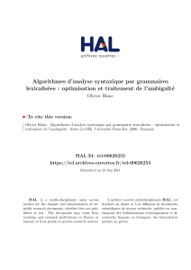 Algorithmes d`analyse syntaxique par grammaires lexicalisées