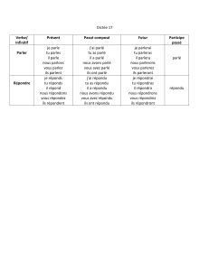 Dictée 17 Verbe/ Infinitif Présent Passé composé Futur Participe