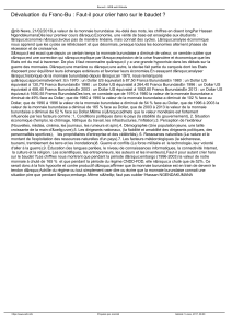 D&eacute;valuation du Franc-Bu : Faut-il pour crier haro sur le