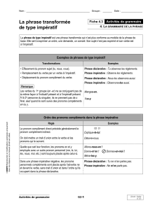 La phrase transformée de type impératif