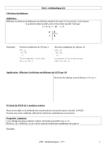 LFM – Mathématiques – 3ème 1 Ch12 : Arithmétique (2) I Division
