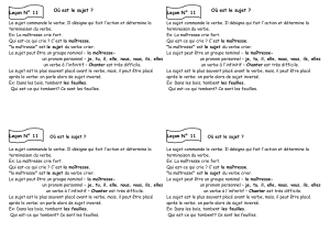 Où est le sujet ? Où est le sujet ? Leçon N° 11 Leçon N
