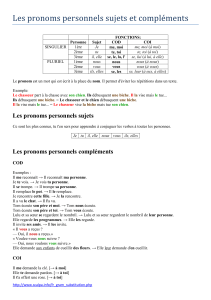 Les pronoms personnels sujets et compléments