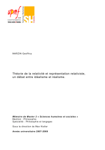 Théorie de la relativité et représentation relativiste, un