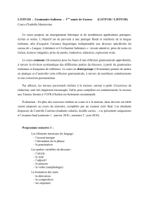 L1ITF120 - Grammaire italienne - 1ère année de Licence (L1ITF120