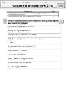 Evaluation de conjugaison n°1 : le verbe CM2 1