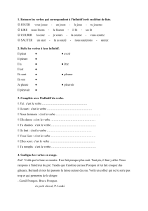 1. Entoure les verbes qui correspondent à l`infinitif écrit en début de