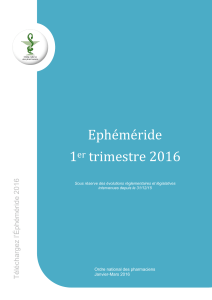 Ephéméride 1er trimestre 2016