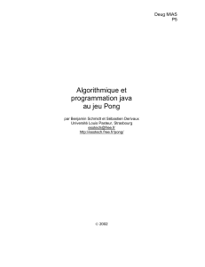 Algorithmique et programmation java au jeu Pong