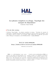 Les phrases complexes en zénaga. Typologie des - Hal-SHS