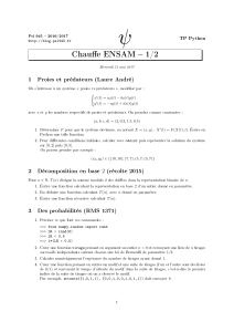 Chaue ENSAM  1/2 1 Proies et prédateurs (Laure André) TP Python