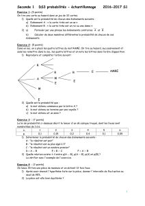 Seconde 1  DS3 probabilités - échantillonnage 2016-2017 S1