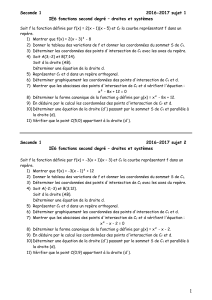 Seconde - IE6 fonctions du second degré et équations de droites