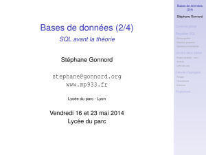 Bases de données (2/4) SQL avant la théorie Stéphane Gonnord