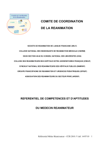 COMITE DE COORDINATION DE LA REANIMATION