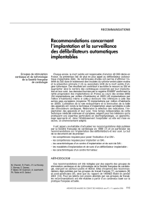 Recommandations concernant l’implantation et la surveillance des défibrillateurs automatiques implantables