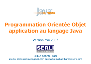 Programmation Orientée Objet application au langage Java Version Mai 2007