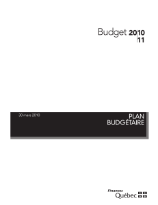 Budget plan budgétaire 30 mars 2010