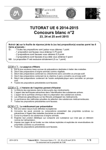 Concours blanc n°2 TUTORAT UE 6 2014-2015