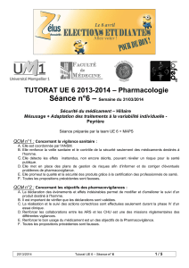 – Séance n°6 – Pharmacologie