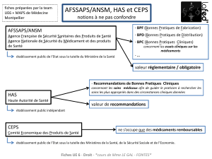 AFSSAPS/ANSM, HAS et CEPS notions à ne pas confondre AFSSAPS/ANSM