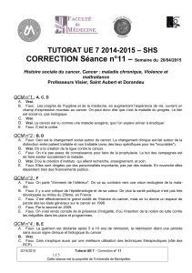 CORRECTION Séance n°11 – TUTORAT UE 7 2014-2015 – SHS