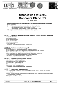 Concours Blanc n°2  TUTORAT UE 7 2013-2014 24 avril 2014