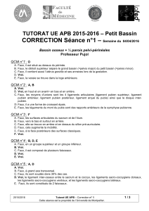 CORRECTION Séance n°1 – TUTORAT UE APB 2015-2016 – Petit Bassin