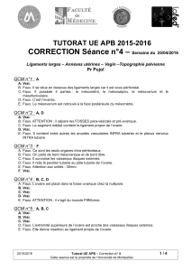 CORRECTION Séance n°4 – TUTORAT UE APB 2015-2016