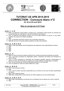 CORRECTION - Concours blanc n°2 TUTORAT UE APB 2014-2015
