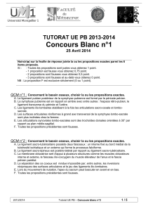 Concours Blanc n°1  TUTORAT UE PB 2013-2014 25 Avril 2014