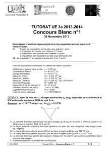 Concours Blanc n°1  TUTORAT UE 3a 2013-2014 30 Novembre 2013