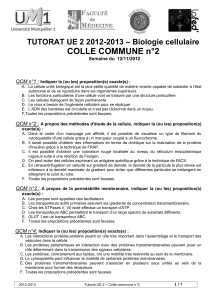 COLLE COMMUNE n°2 – Biologie cellulaire TUTORAT UE 2 2012-2013